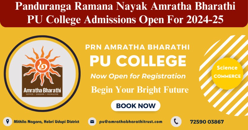 Panduranga Ramana Nayak Amratha Bharathi PU College Admissions Open For 2024-25